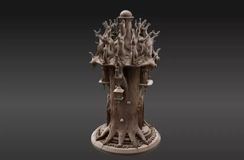 Lantern Tree House 3D Model Fantasy Miniature Print-Ready 3D print model_6