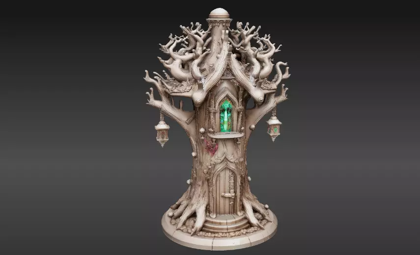 Lantern Tree House 3D Model Fantasy Miniature Print-Ready 3D print model_10