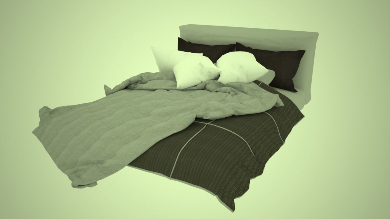 king size bed 3D model_0