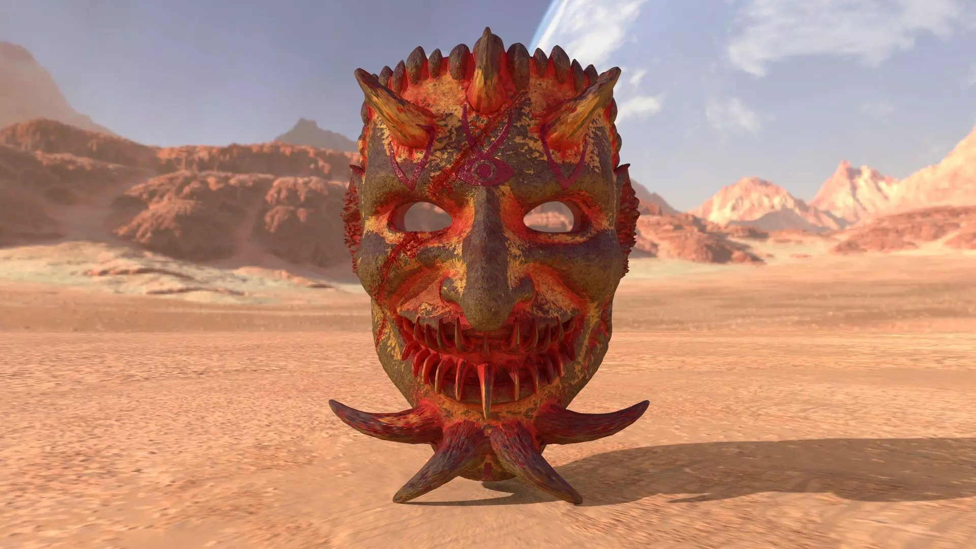 Infernal Mask  4K Textured Horror Asset Low-poly 3D model_4