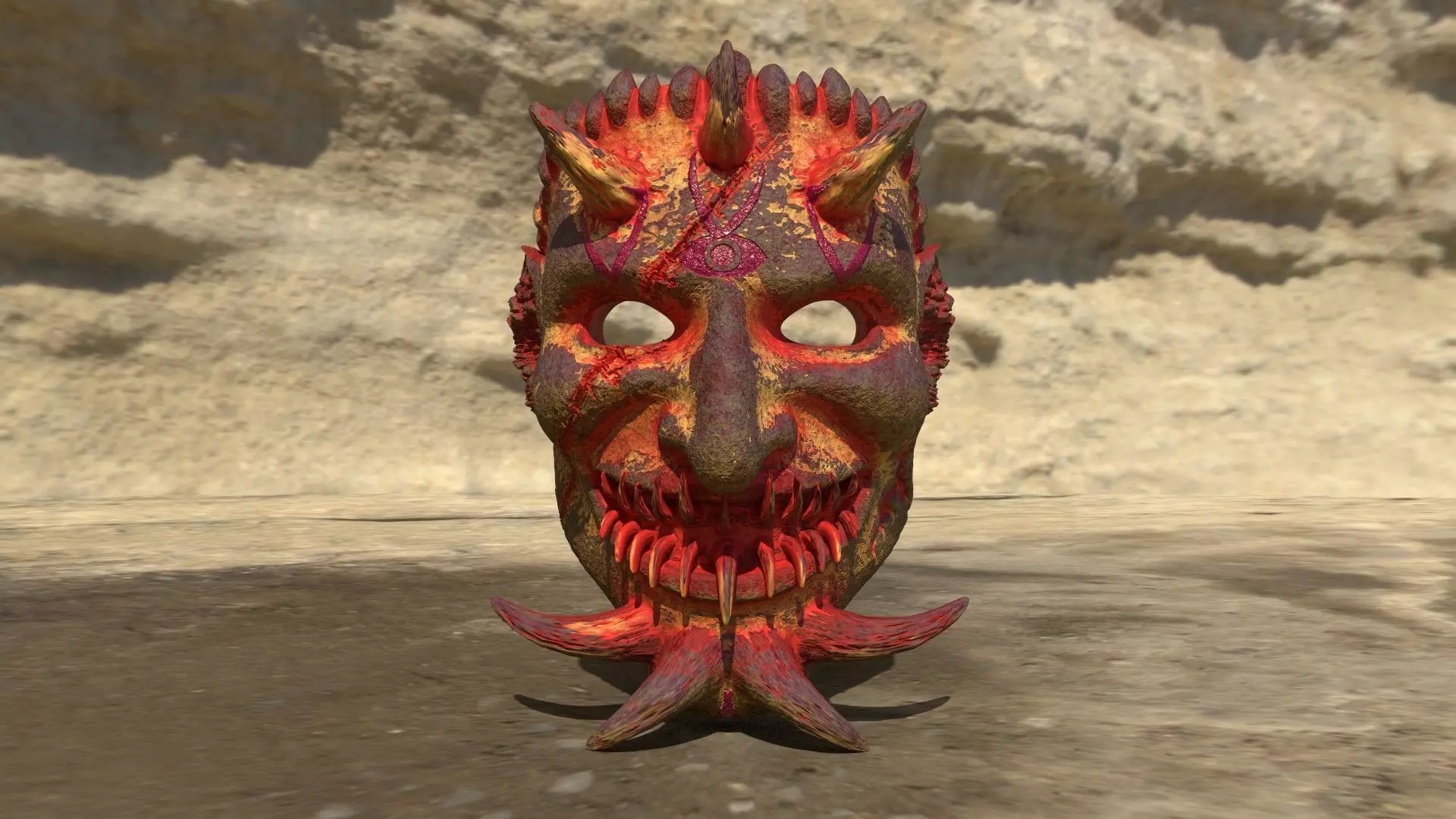 Infernal Mask  4K Textured Horror Asset Low-poly 3D model_5