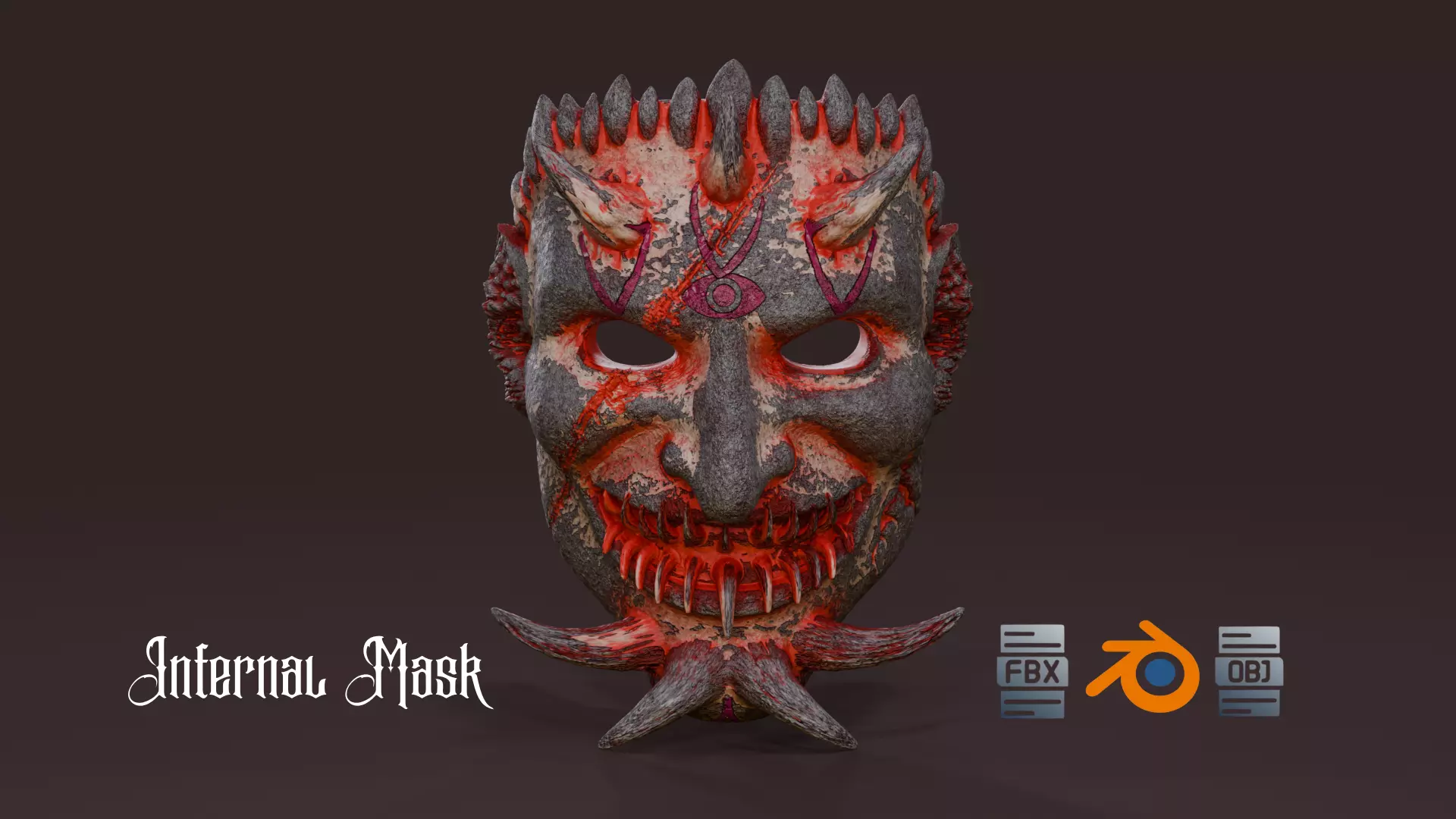 Infernal Mask  4K Textured Horror Asset Low-poly 3D model_0