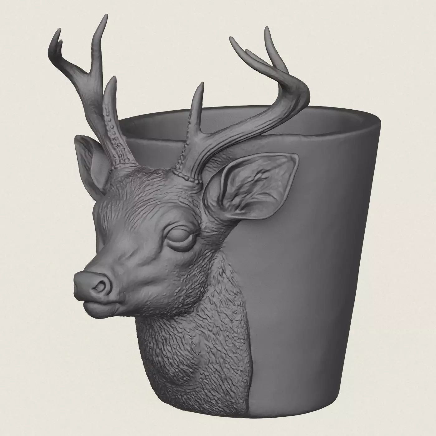 Deer Head Planter Print Ready 3D Model 3D print model_1