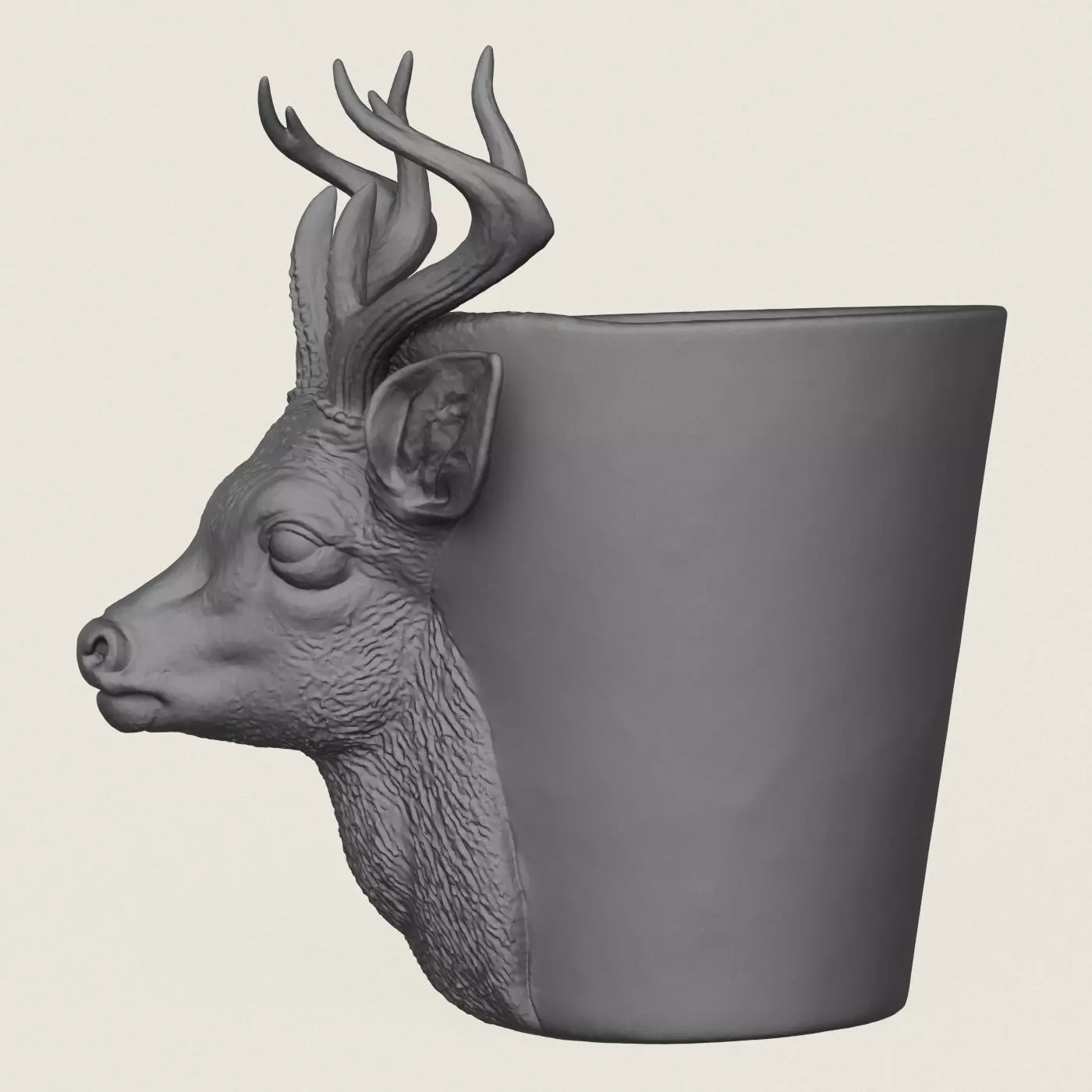 Deer Head Planter Print Ready 3D Model 3D print model_4