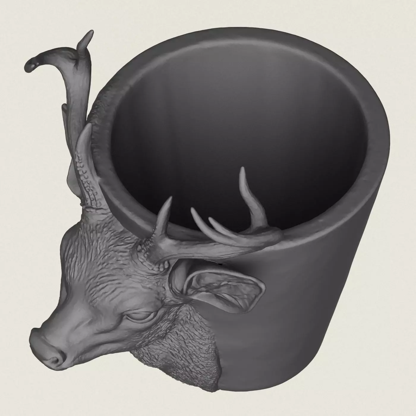 Deer Head Planter Print Ready 3D Model 3D print model_2