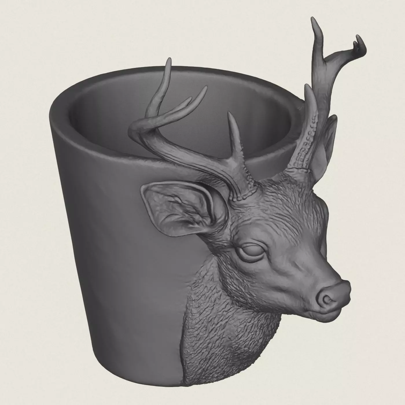 Deer Head Planter Print Ready 3D Model 3D print model_5