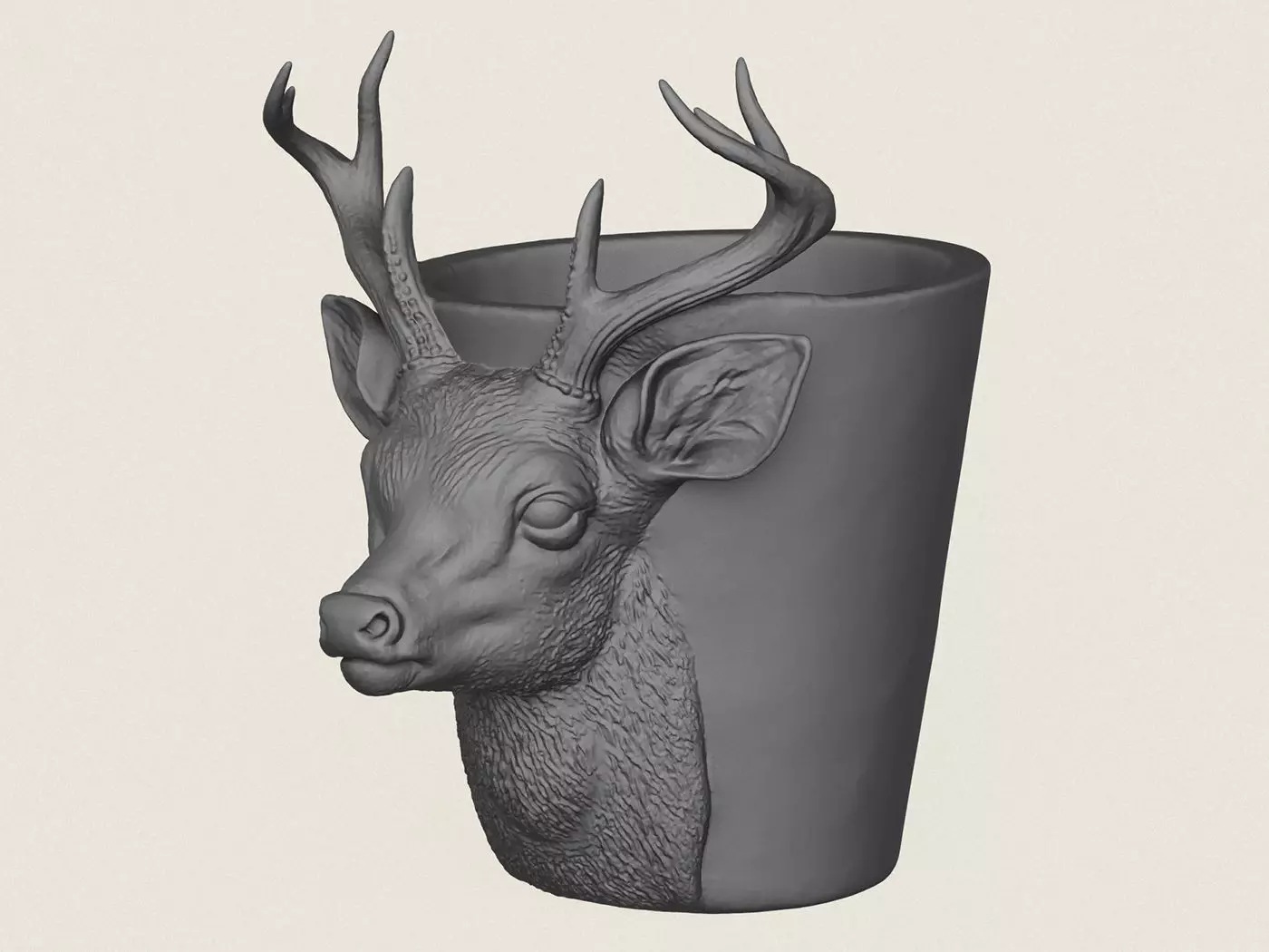 Deer Head Planter Print Ready 3D Model 3D print model_0