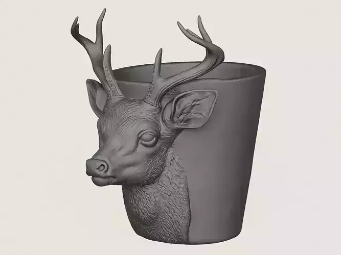 Deer Head Planter Print Ready 3D Model