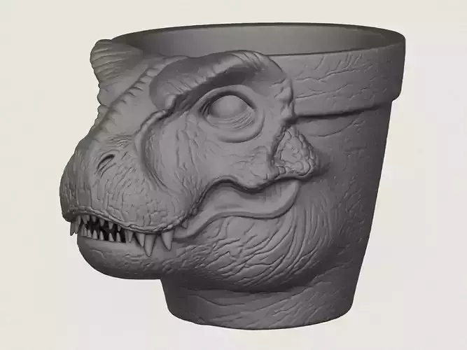Dinosaur Trex Head Planter Print Ready 3D Model