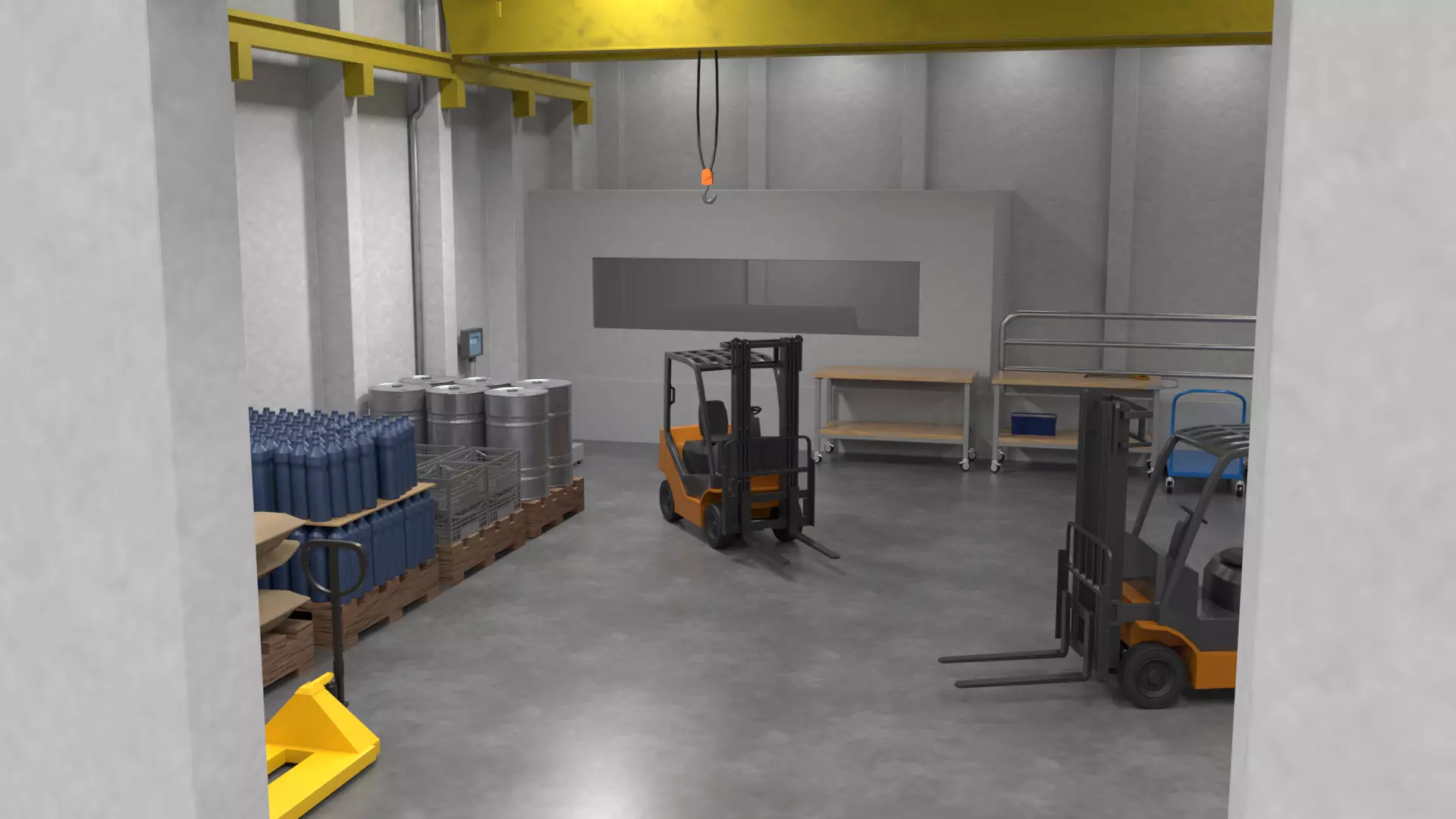Hangar Warehouse 01 Low-poly 3D model_0