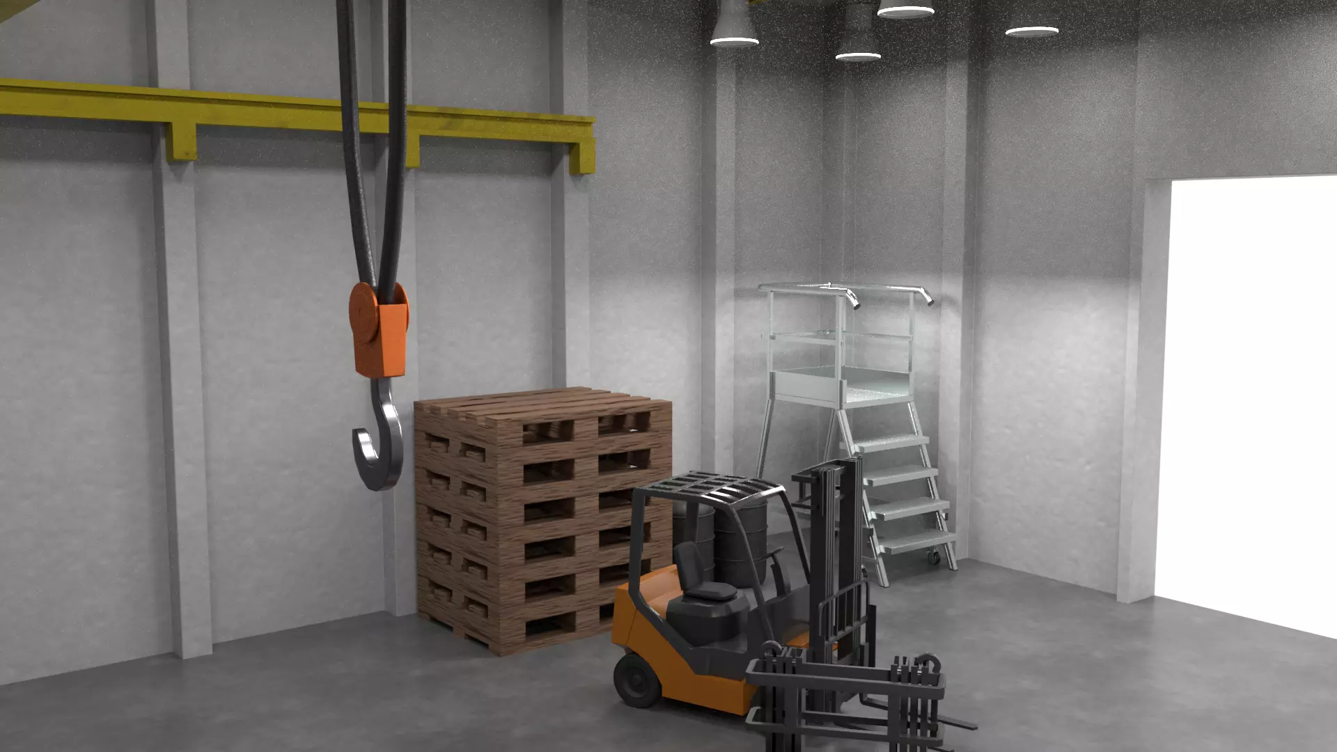 Hangar Warehouse 01 Low-poly 3D model_3