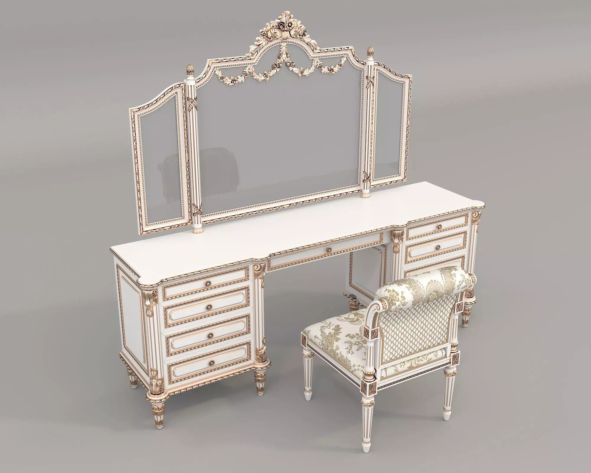 Classic European Style Dressing Table 28 3D model_2