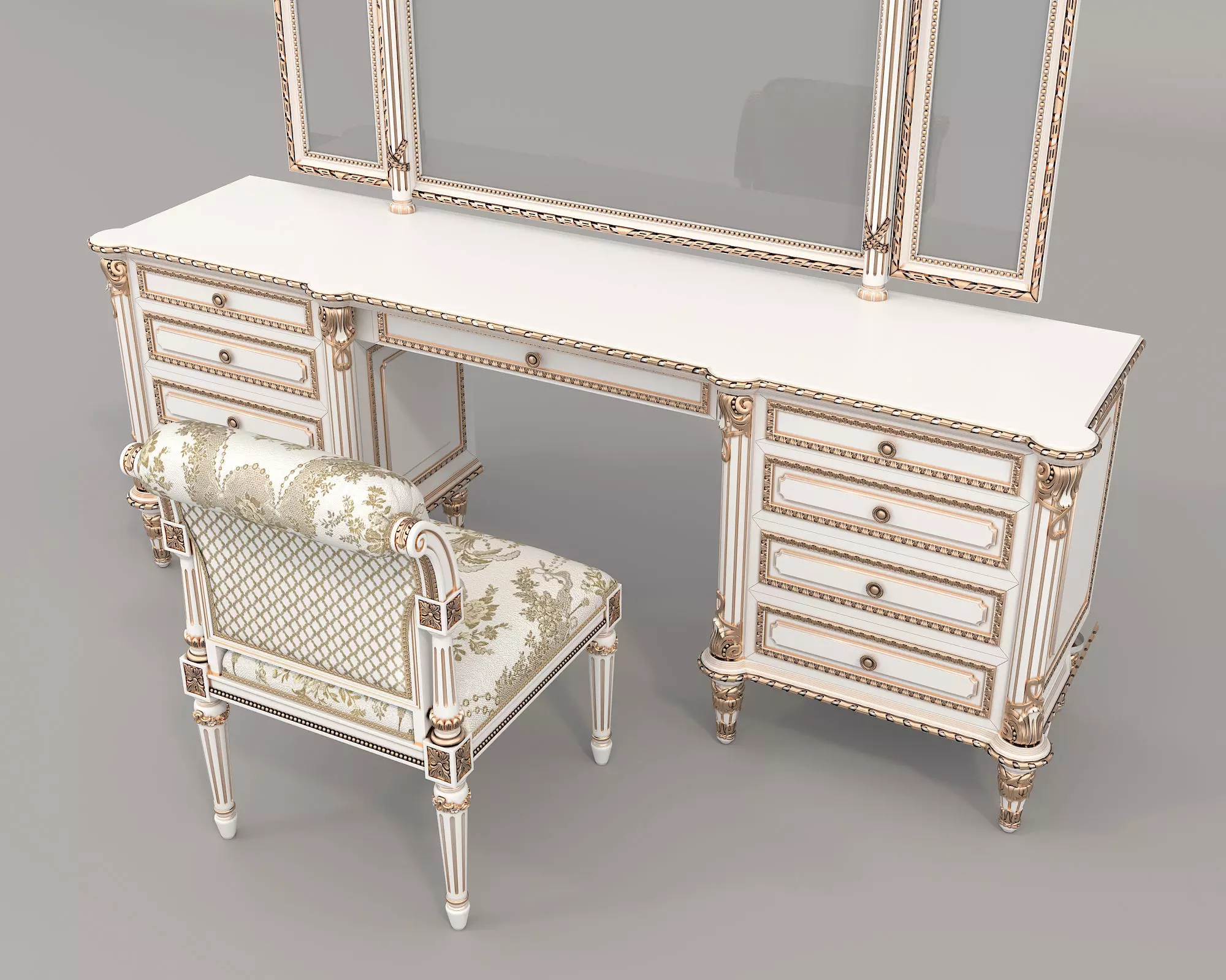 Classic European Style Dressing Table 28 3D model_1