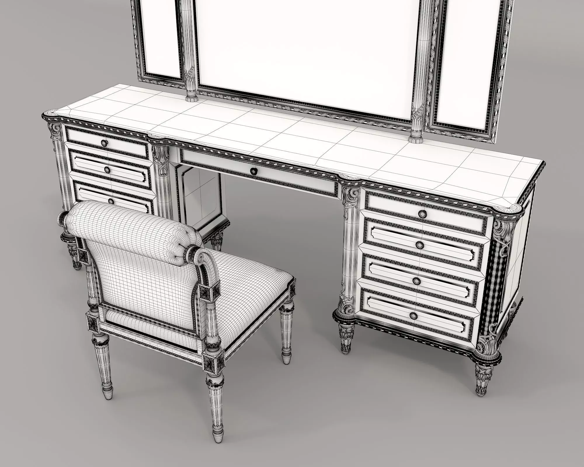 Classic European Style Dressing Table 28 3D model_8
