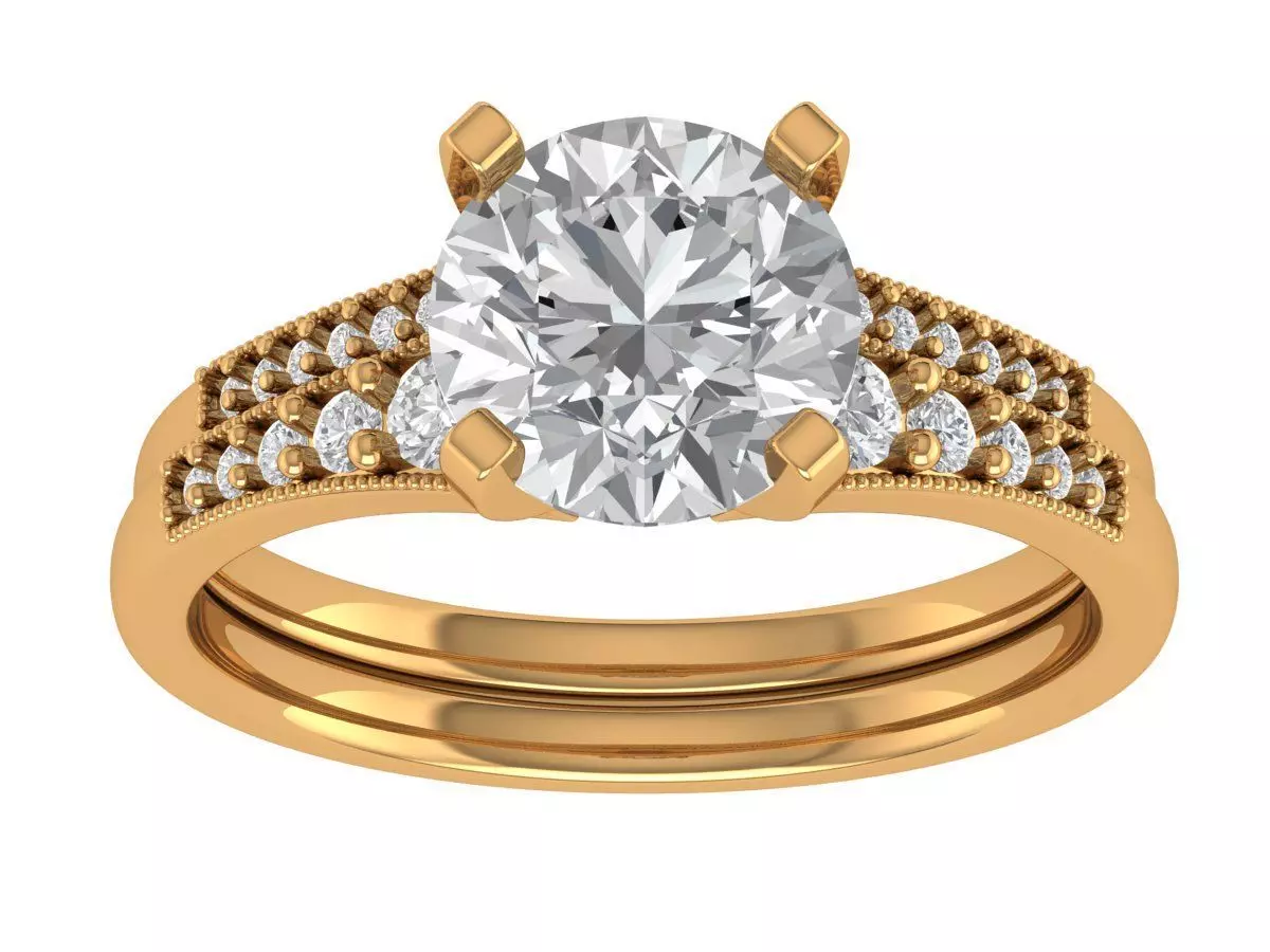 Round Engagement Ring 3D print model_3