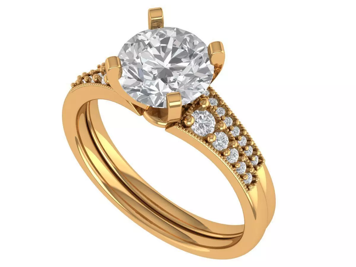 Round Engagement Ring 3D print model_4