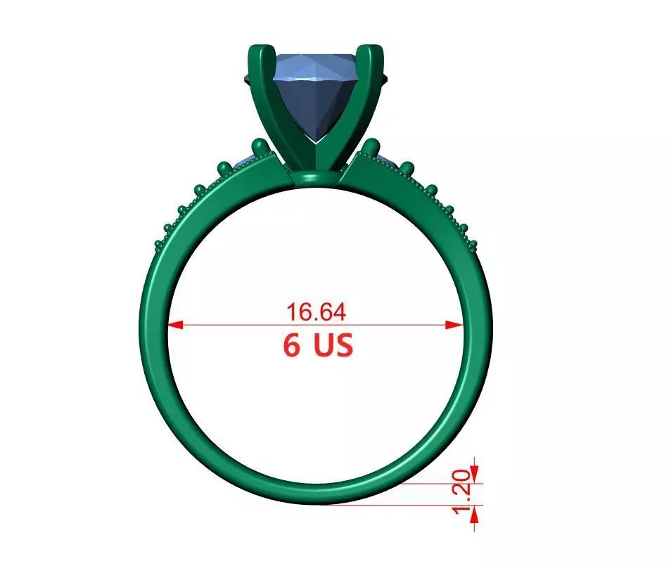 Round Engagement Ring 3D print model_12