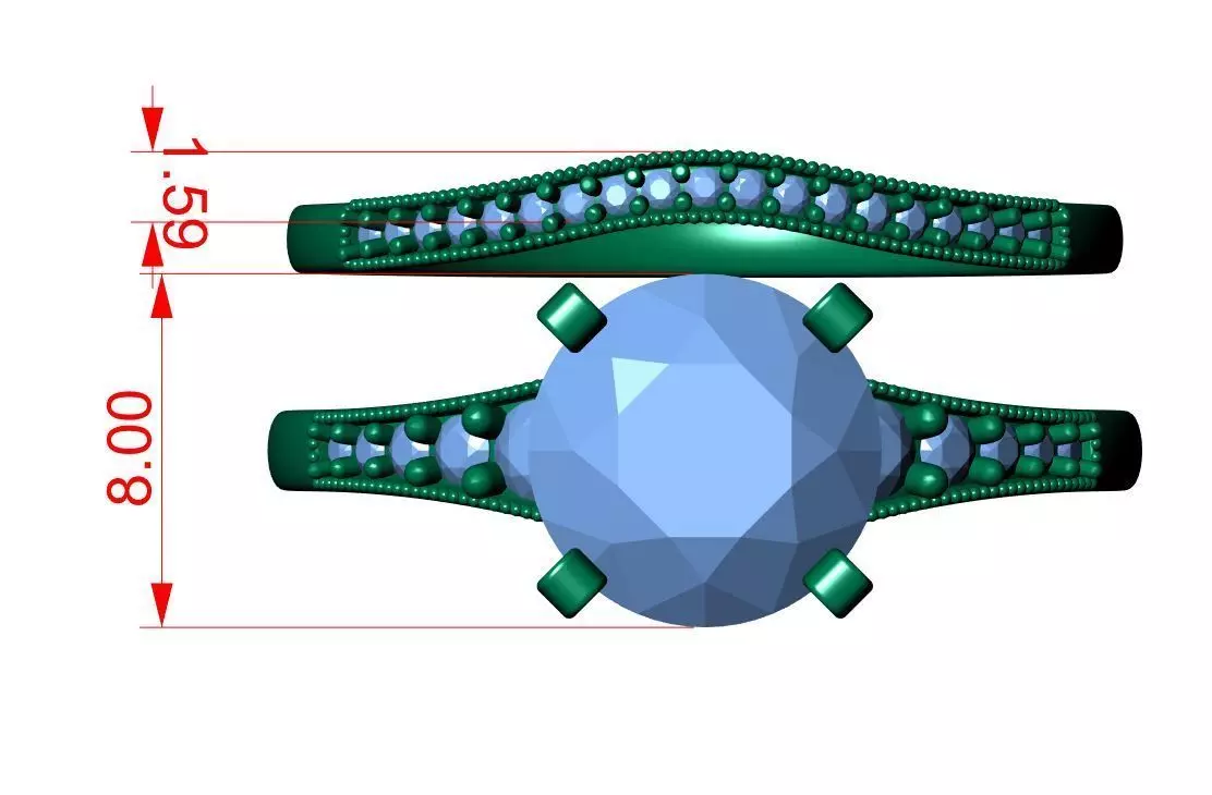 Round Engagement Ring 3D print model_8