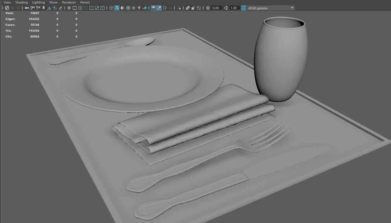 Dinnerware table set Free low-poly 3D model