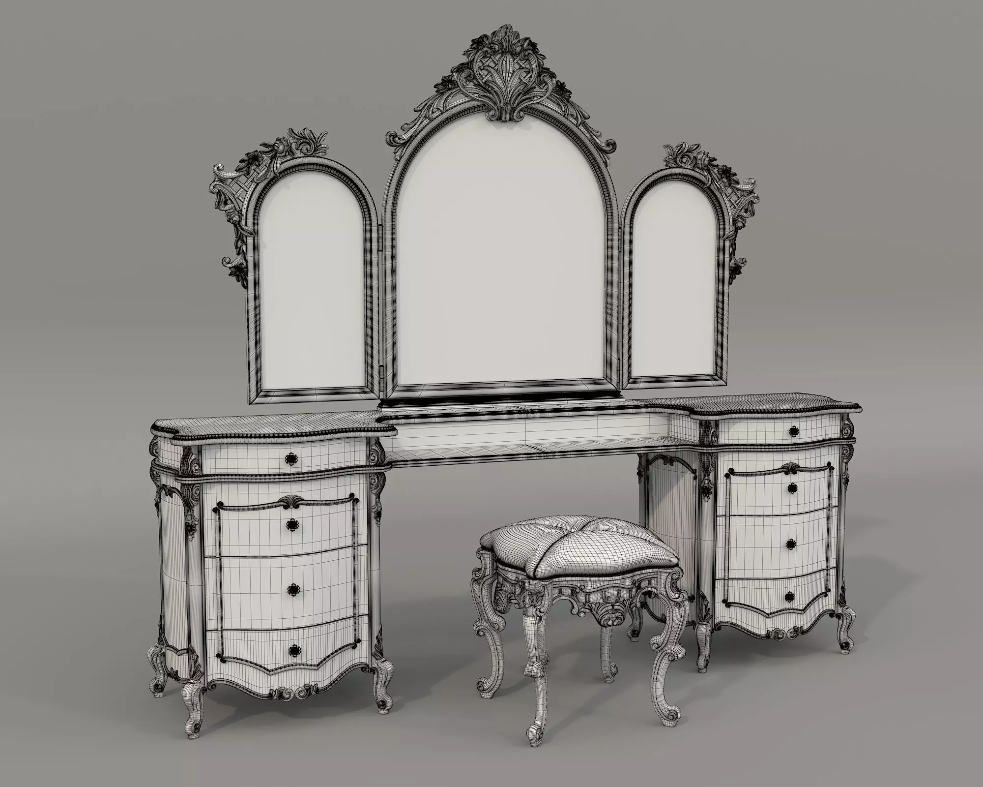 Classic European Style Dressing Table 30 3D model_8