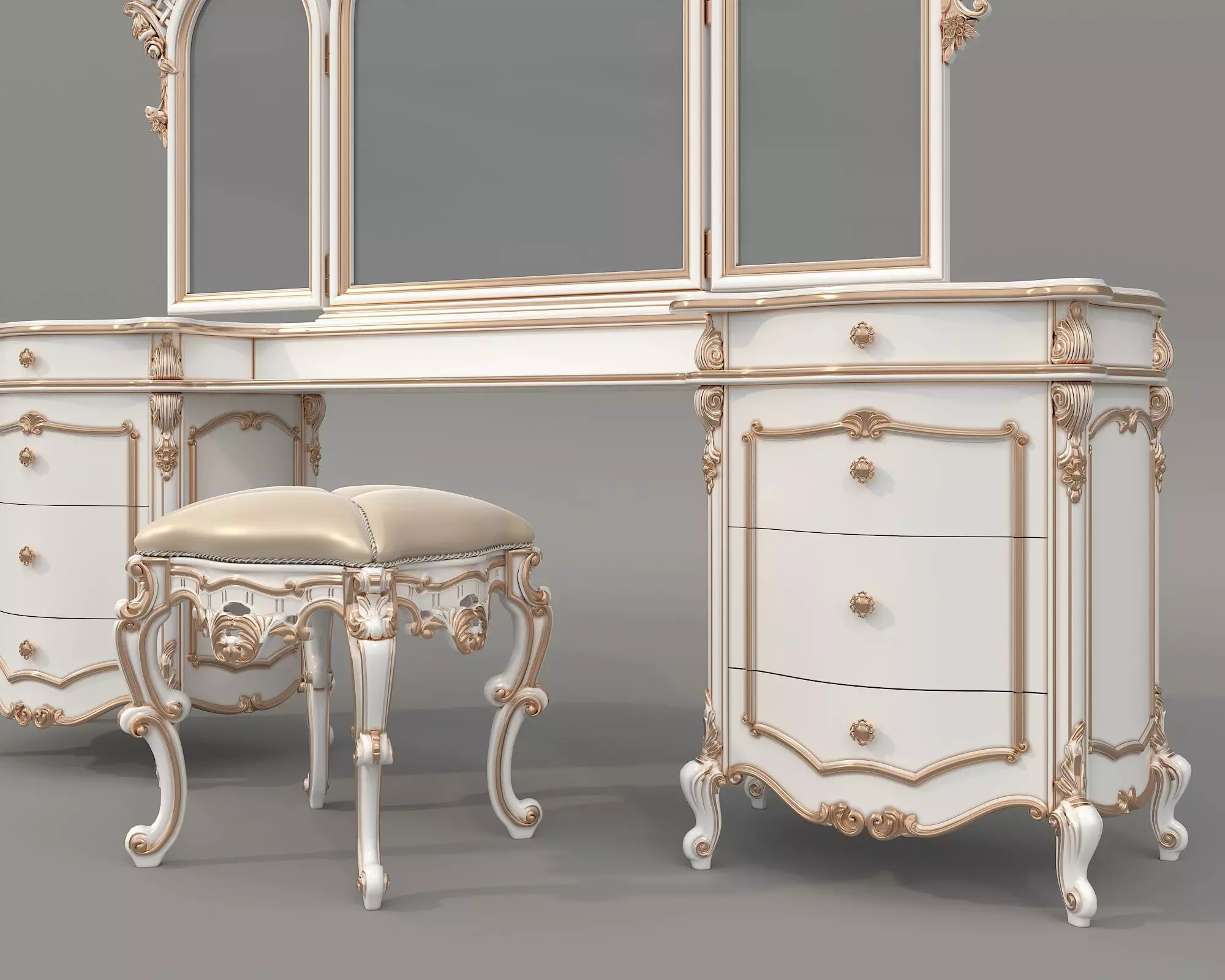 Classic European Style Dressing Table 30 3D model_6