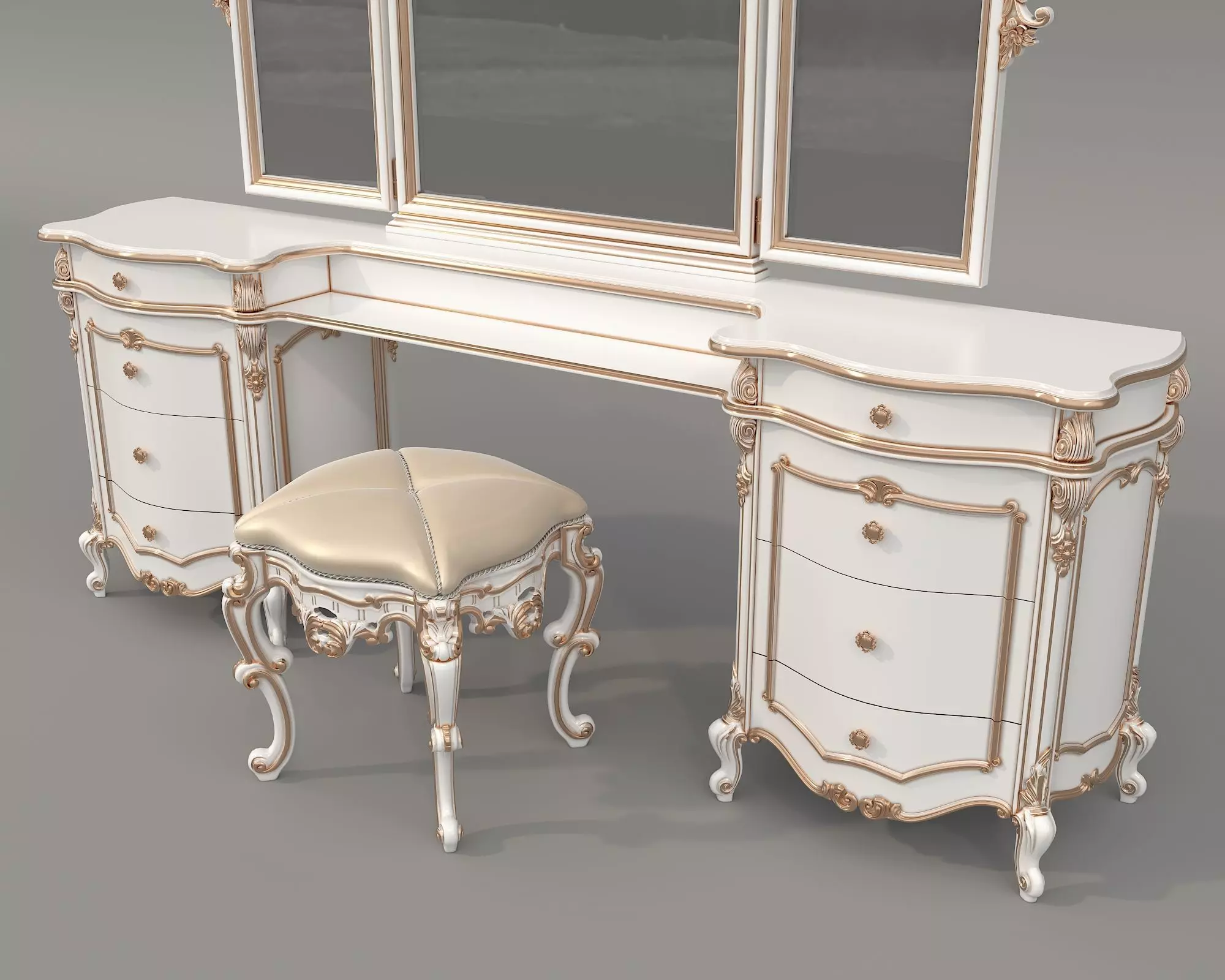 Classic European Style Dressing Table 30 3D model_4