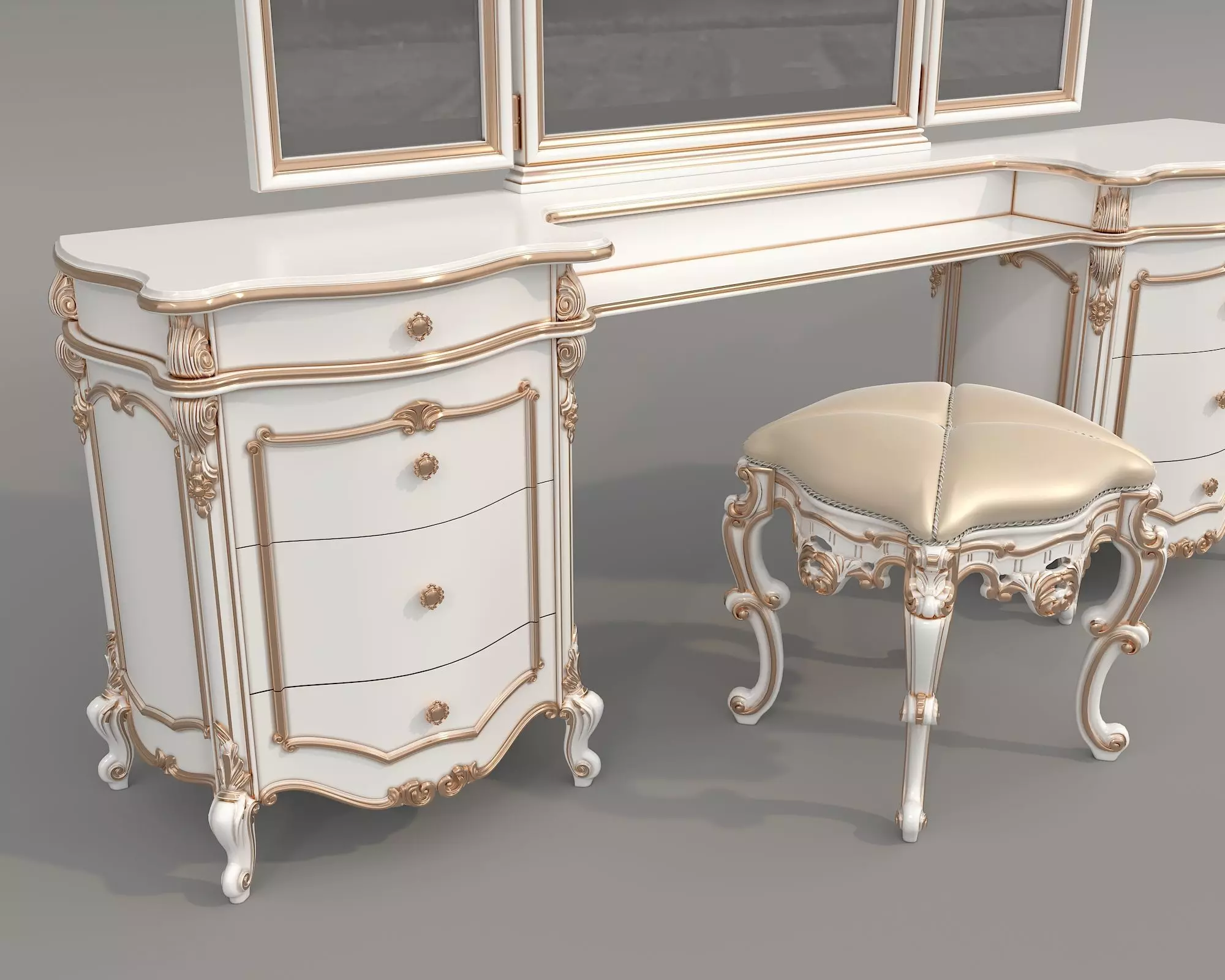 Classic European Style Dressing Table 30 3D model_2