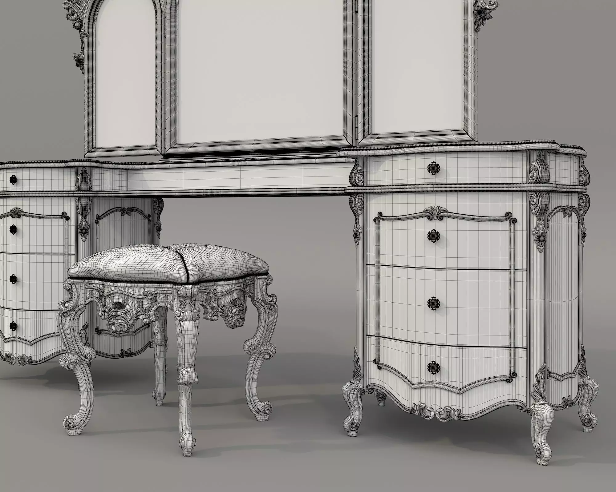Classic European Style Dressing Table 30 3D model_9