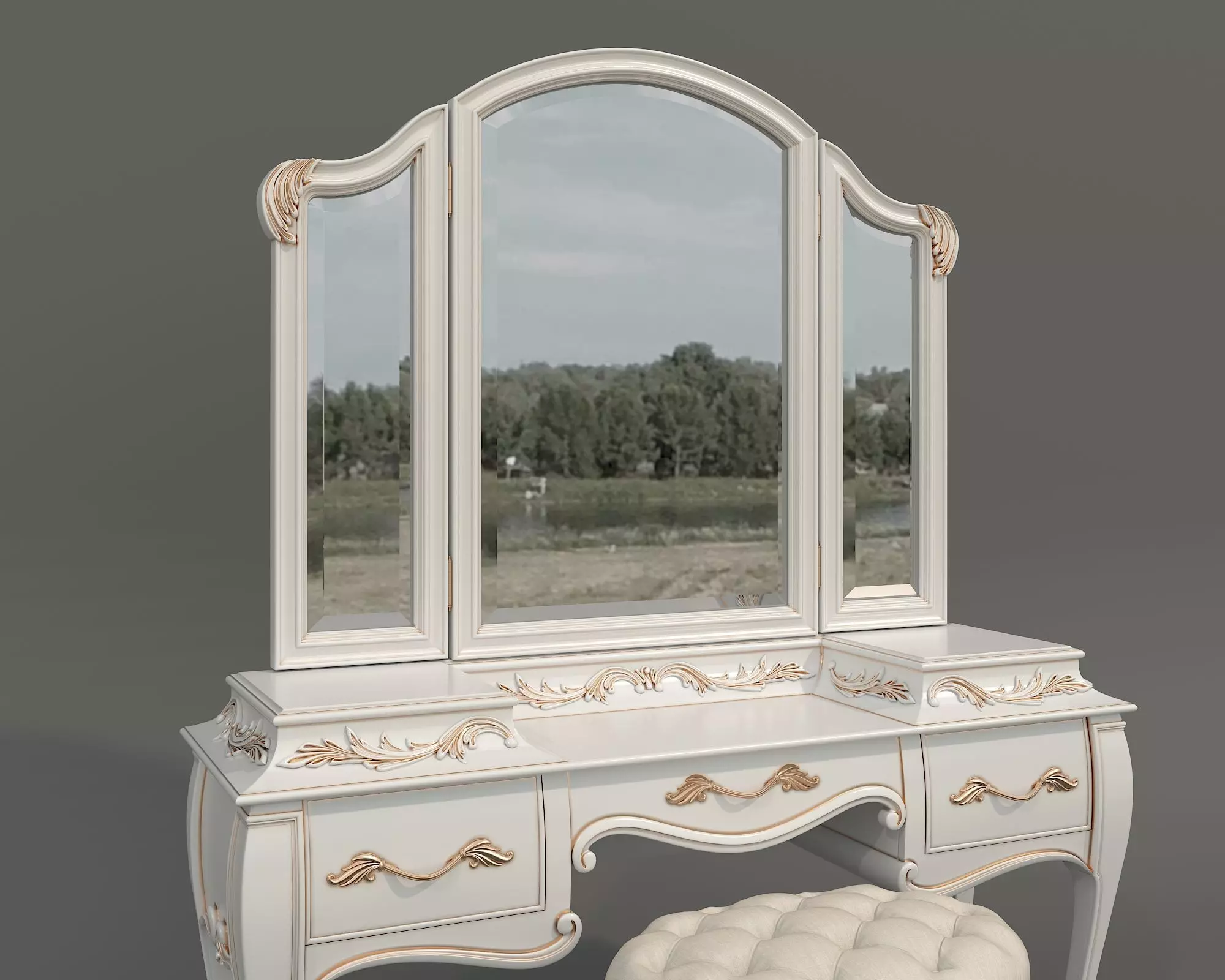 Classic European Style Dressing Table 32 3D model_5
