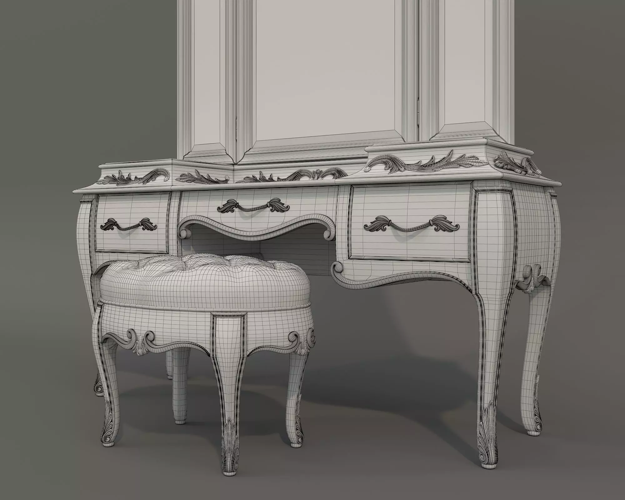 Classic European Style Dressing Table 32 3D model_9