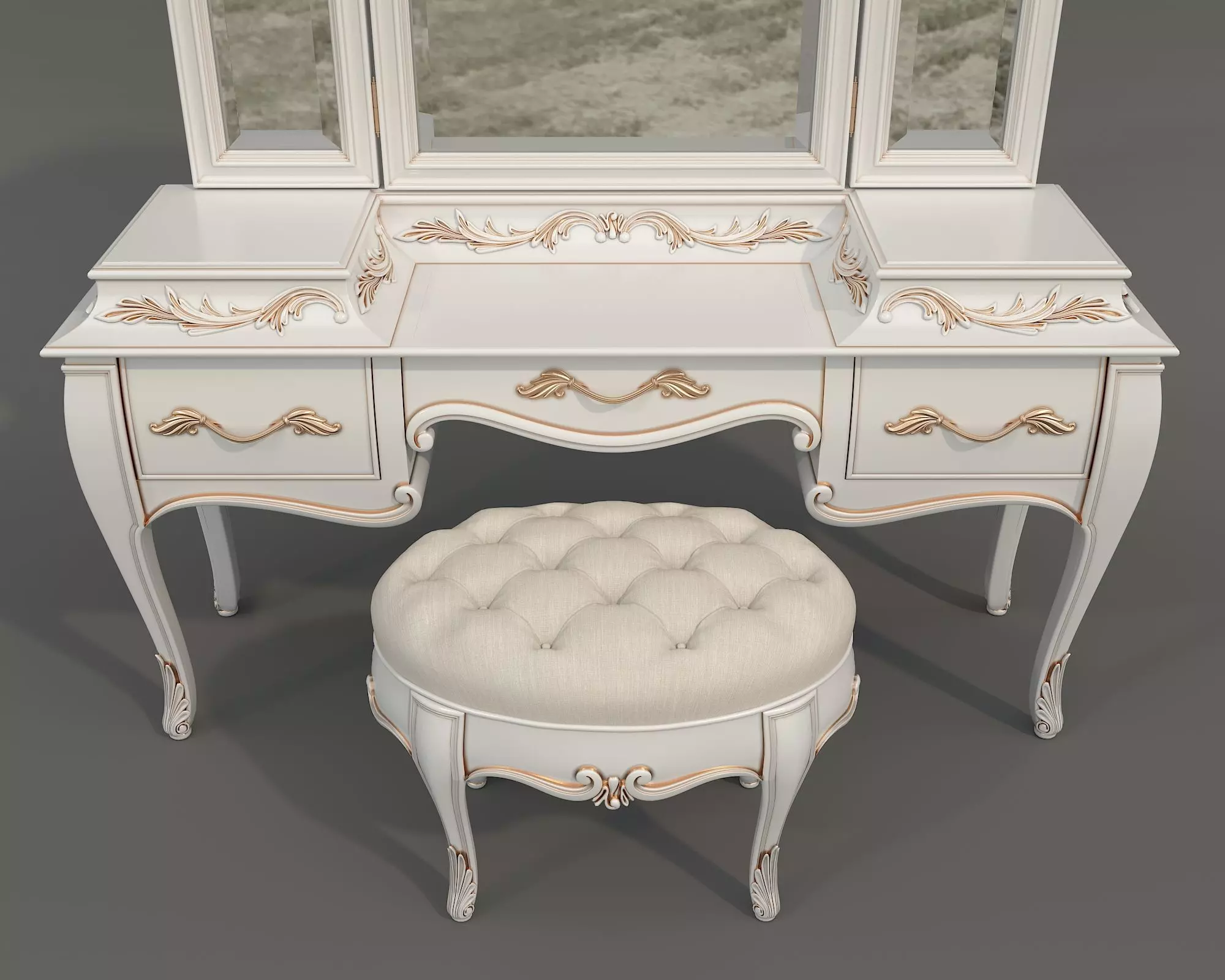 Classic European Style Dressing Table 32 3D model_6