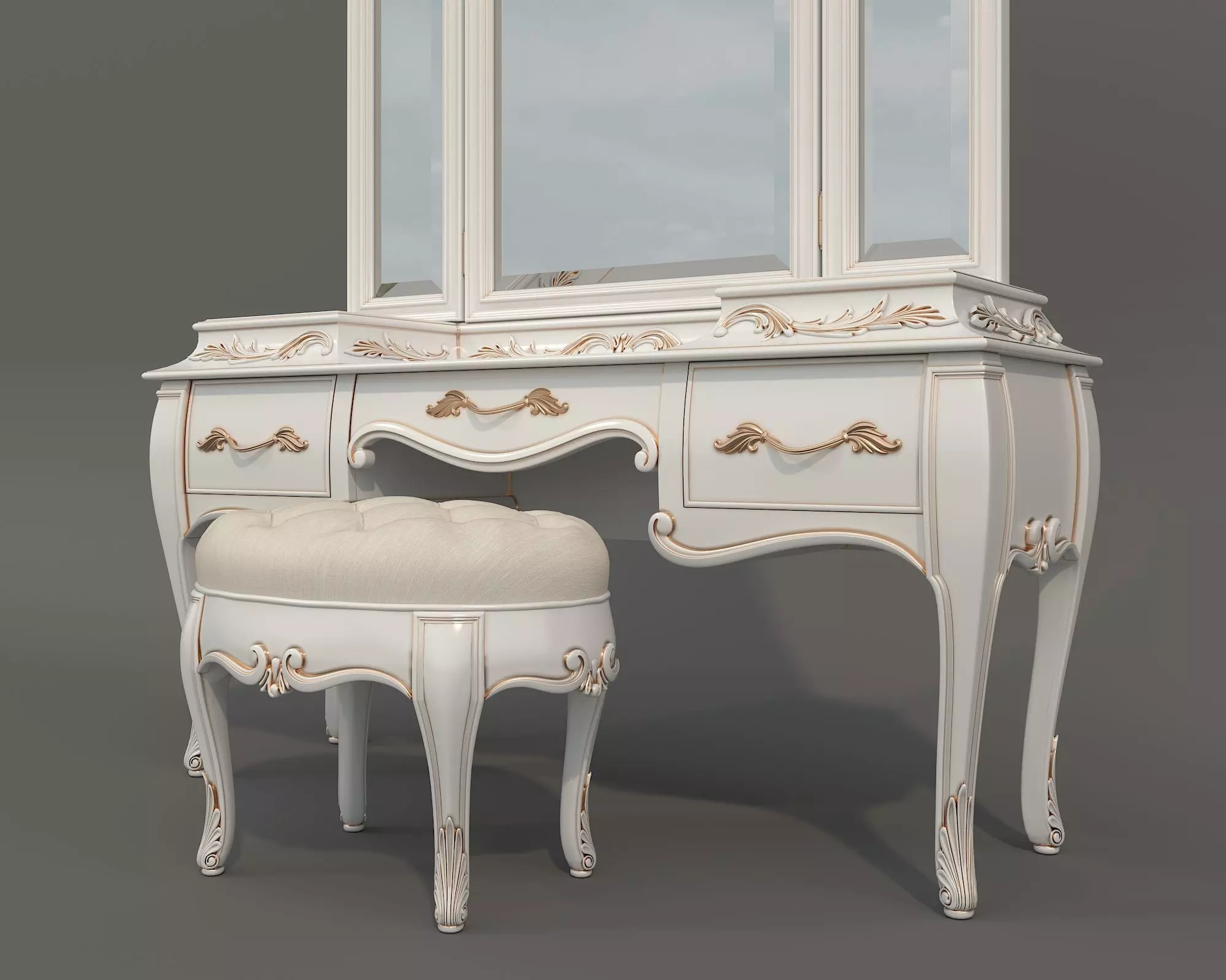 Classic European Style Dressing Table 32 3D model_4