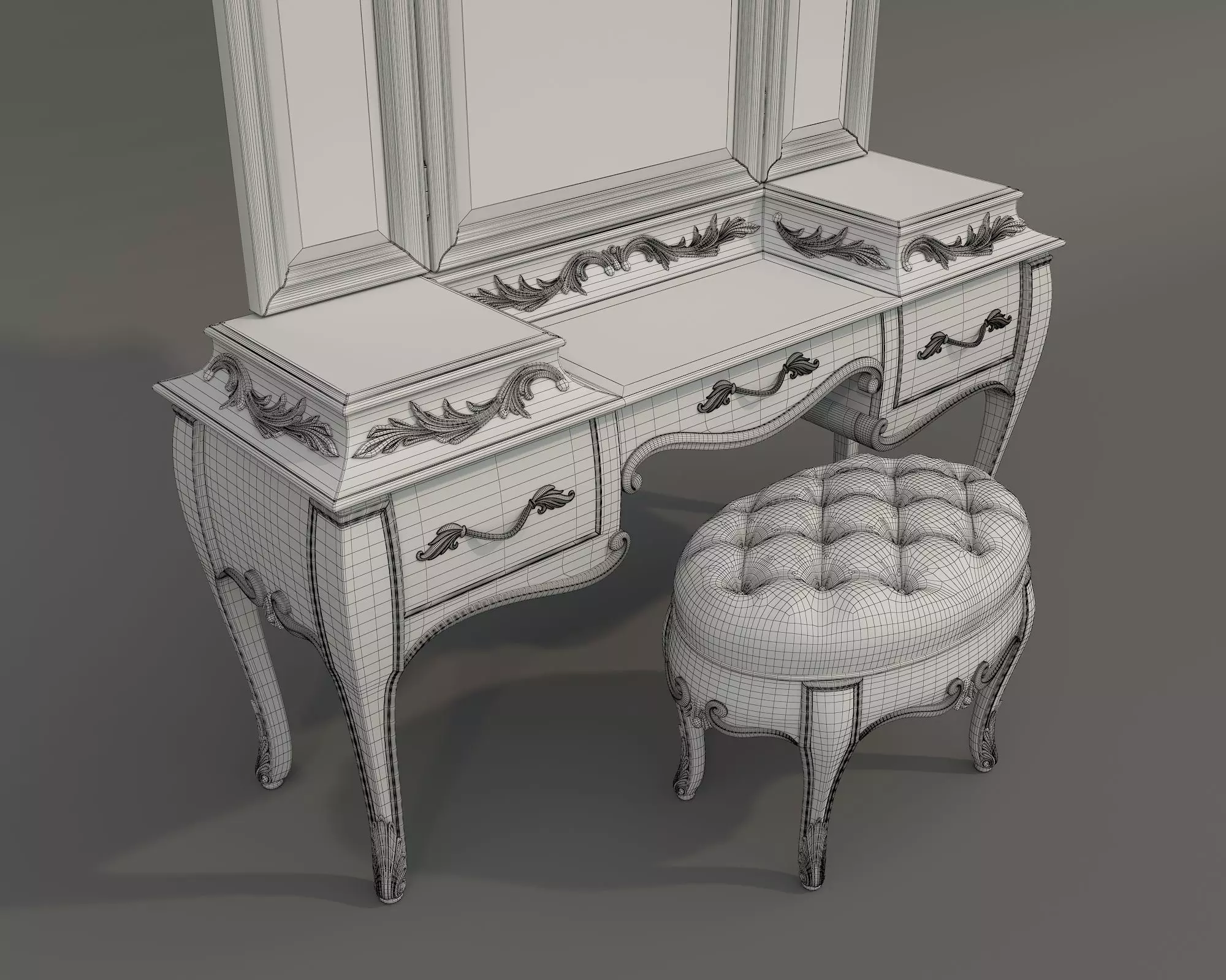 Classic European Style Dressing Table 32 3D model_10