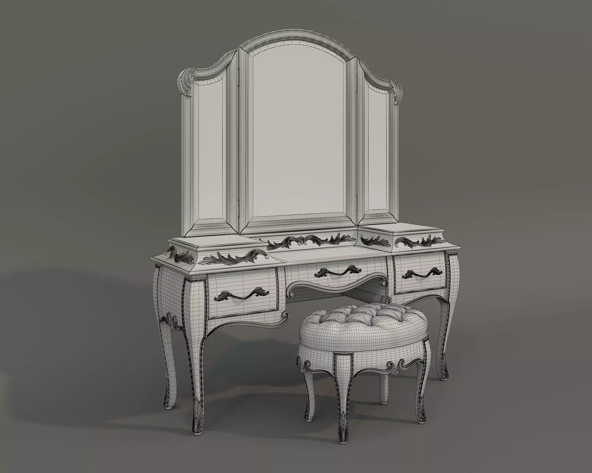 Classic European Style Dressing Table 32 3D model_8
