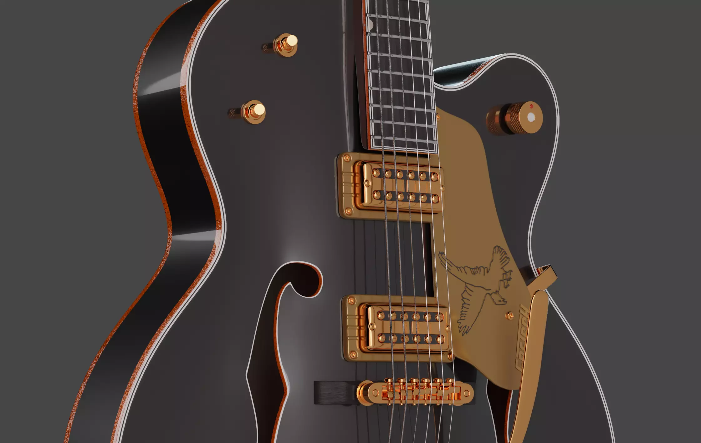 Gretsch Black Falcon AR  Low-poly 3D model_10
