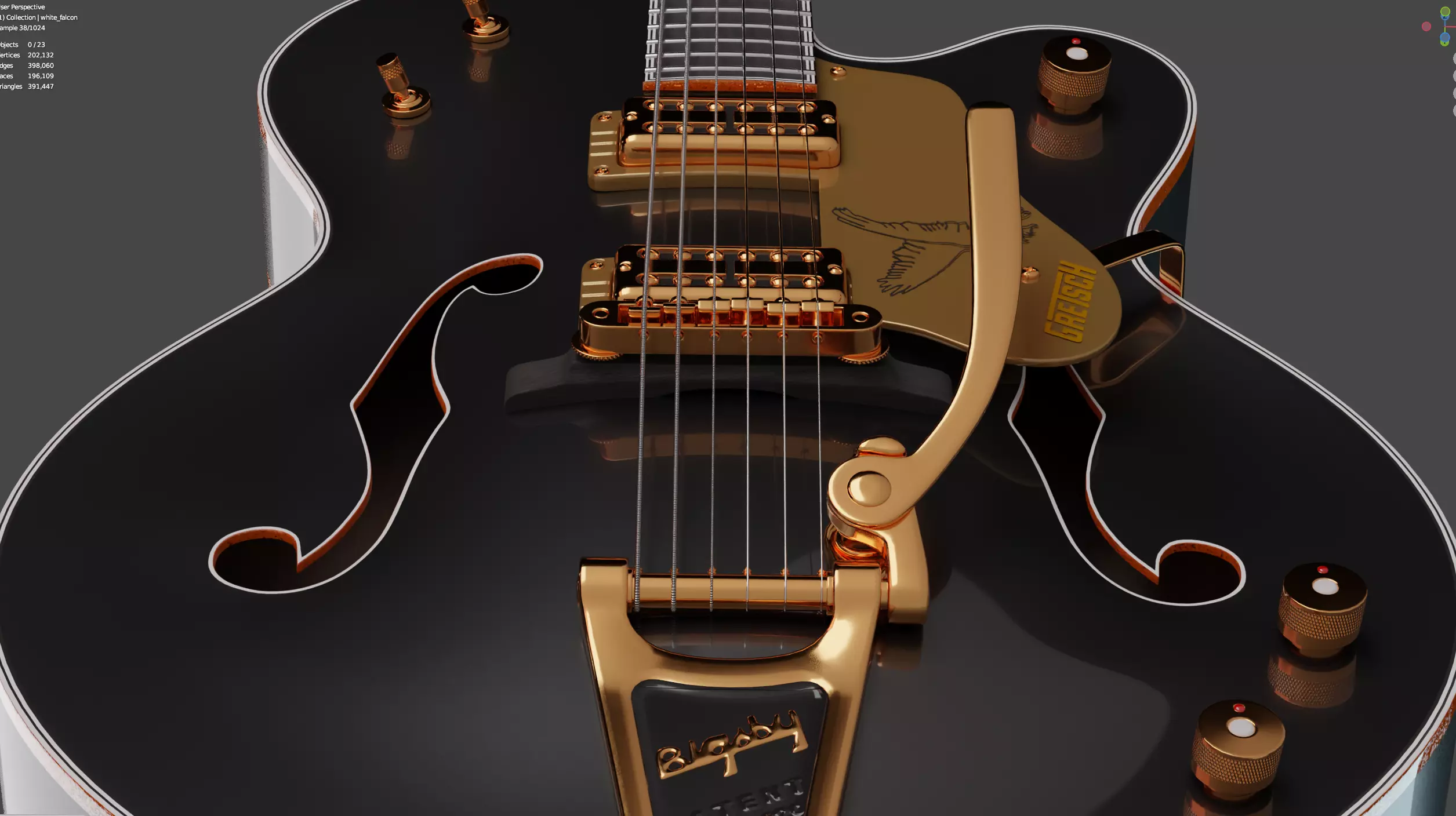 Gretsch Black Falcon AR  Low-poly 3D model_2