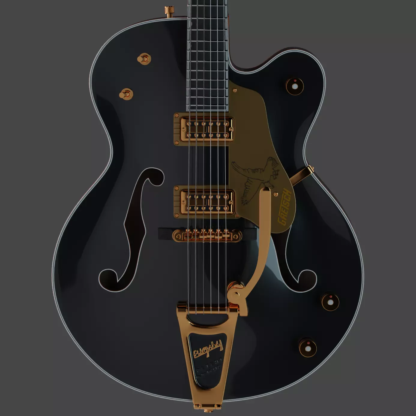 Gretsch Black Falcon AR  Low-poly 3D model_0