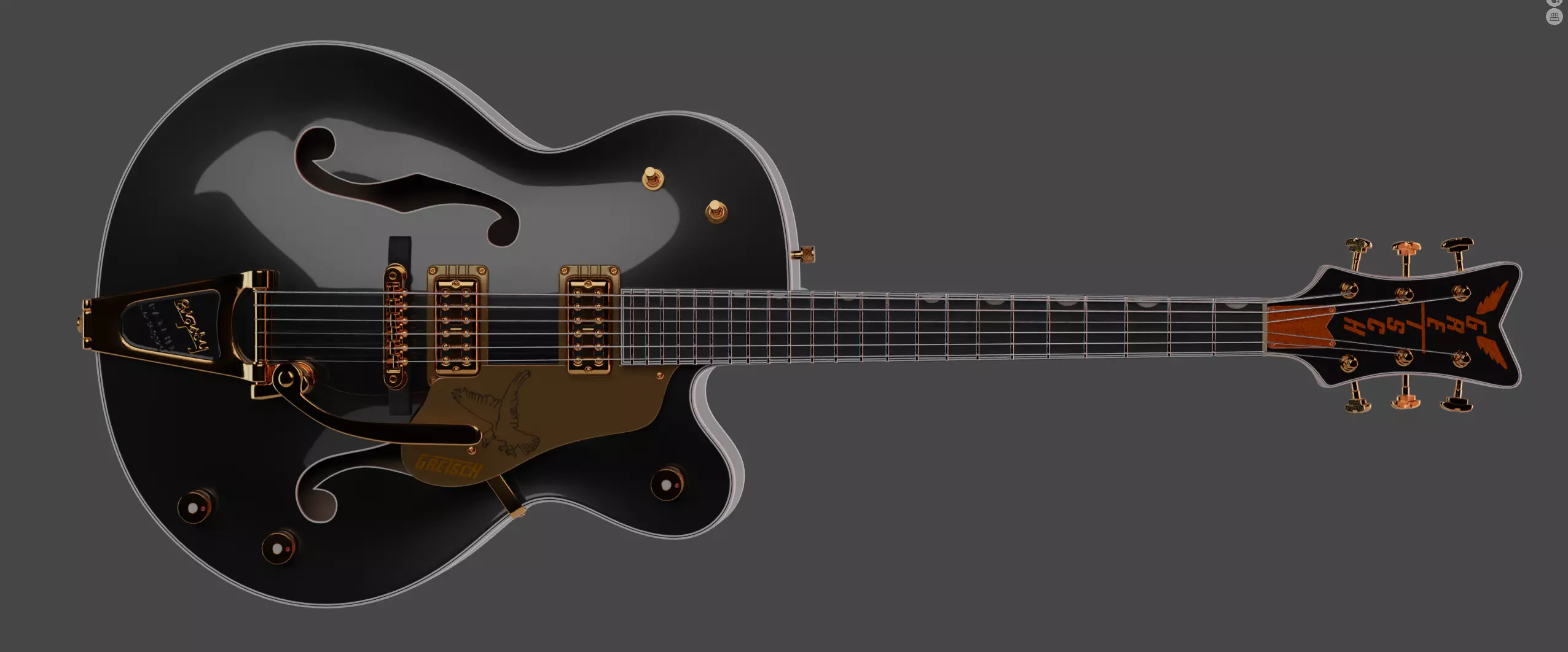 Gretsch Black Falcon AR  Low-poly 3D model_1