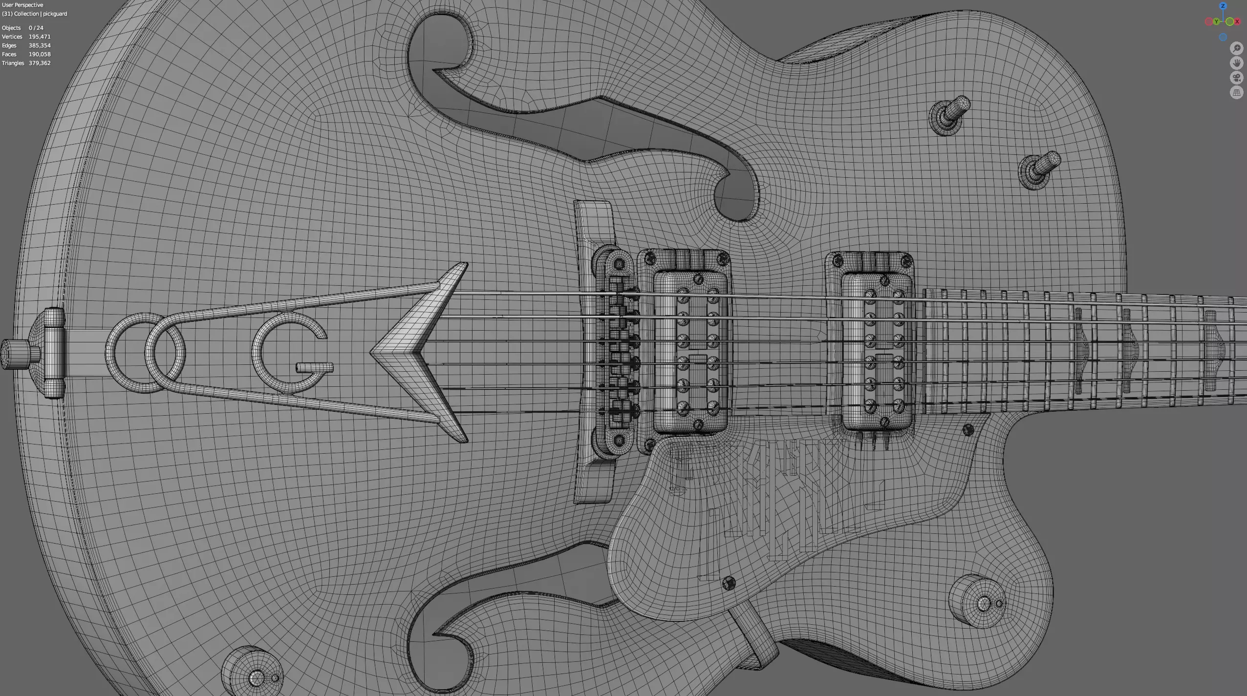 Gretsch Irish Falcon AR and realtime ready Low-poly 3D model_10
