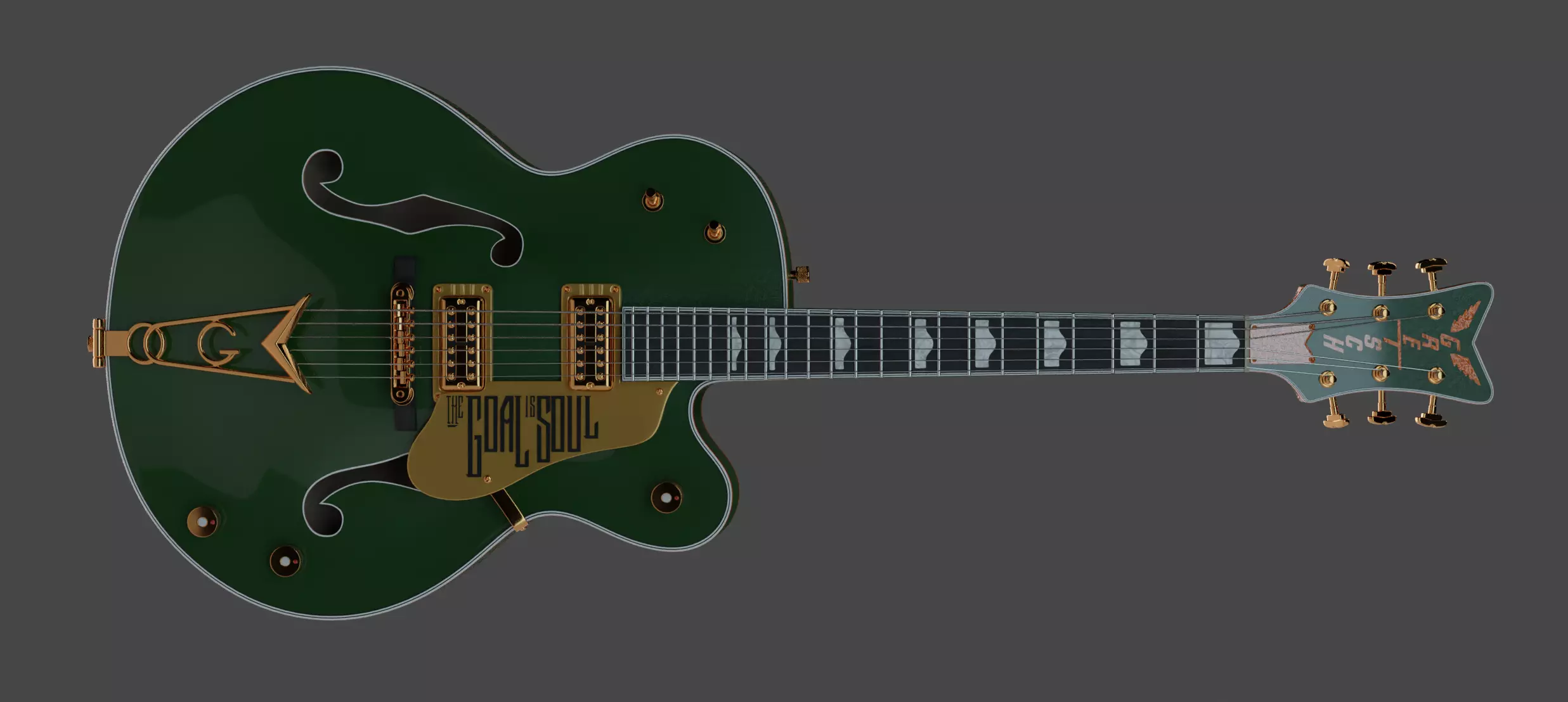 Gretsch Irish Falcon AR and realtime ready Low-poly 3D model_1