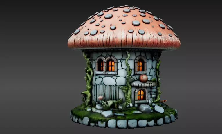 Haunted Mushroom Cottage 3D Model Fantasy House Print-Ready 3D print model_3