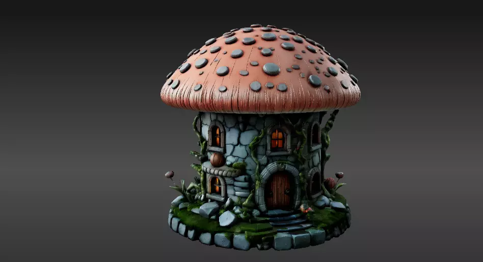 Haunted Mushroom Cottage 3D Model Fantasy House Print-Ready 3D print model_2