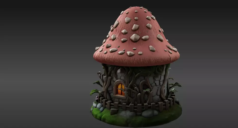 Mushroom 3D Model Whimsical Fantasy House Print-Ready 3D print model_6