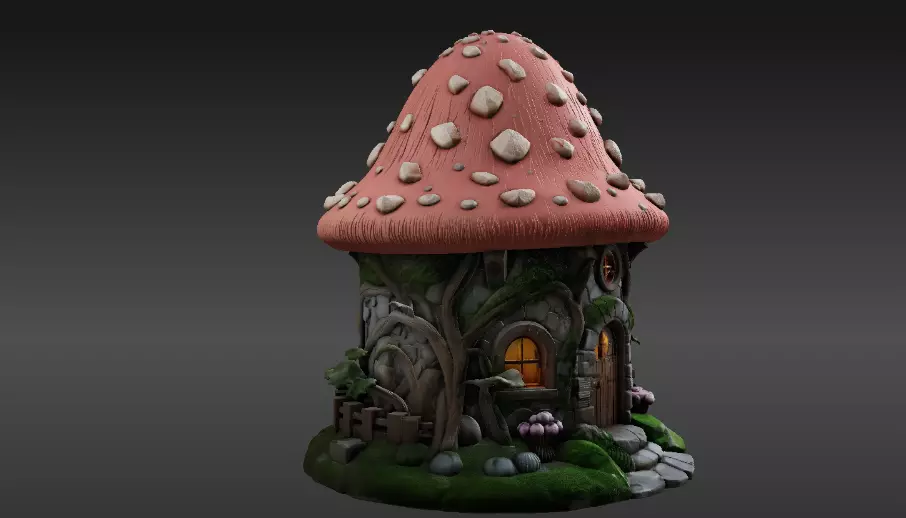 Mushroom 3D Model Whimsical Fantasy House Print-Ready 3D print model_4