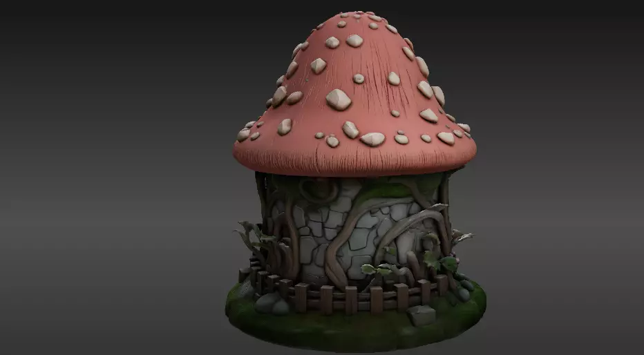 Mushroom 3D Model Whimsical Fantasy House Print-Ready 3D print model_5
