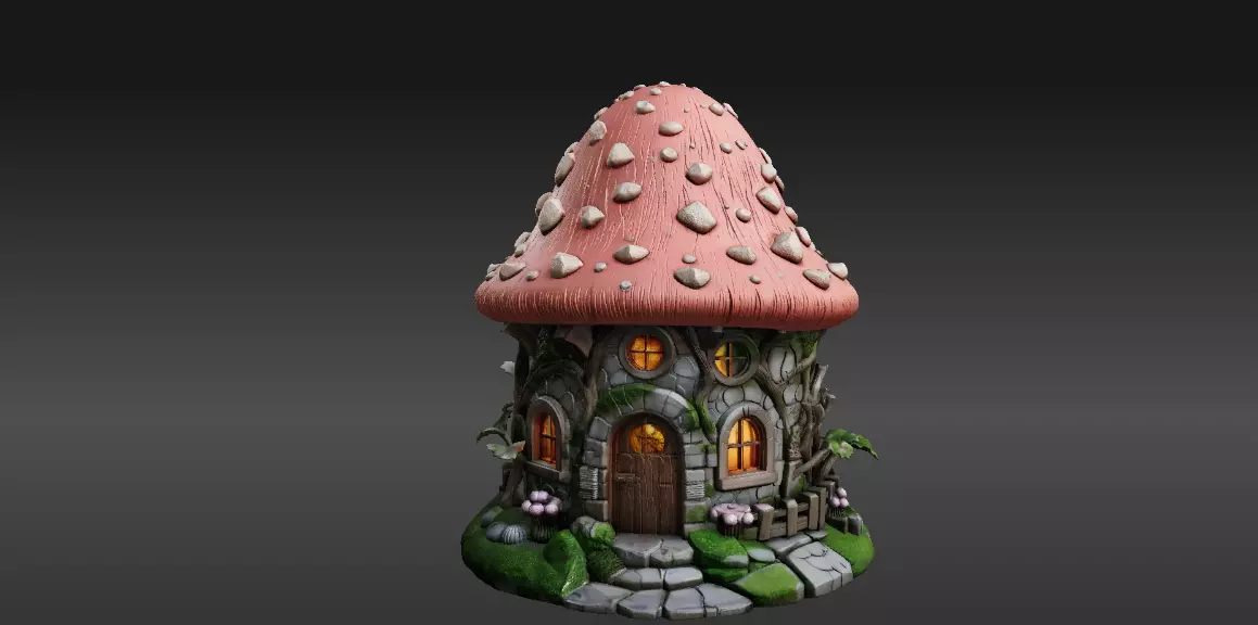 Mushroom Two 3D Model Pack Whimsical Fantasy House Print-Ready 3D model_3