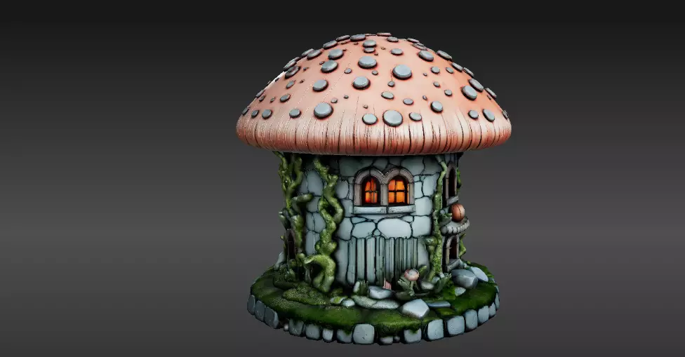 Mushroom Two 3D Model Pack Whimsical Fantasy House Print-Ready 3D model_13