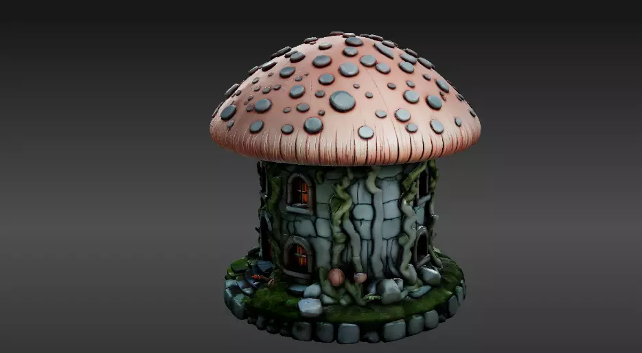 Mushroom Two 3D Model Pack Whimsical Fantasy House Print-Ready 3D model_1
