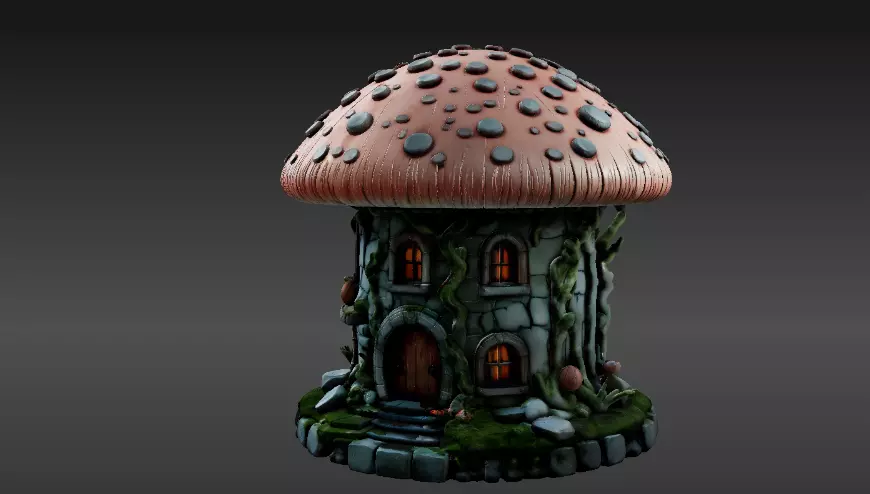 Mushroom Two 3D Model Pack Whimsical Fantasy House Print-Ready 3D model_9