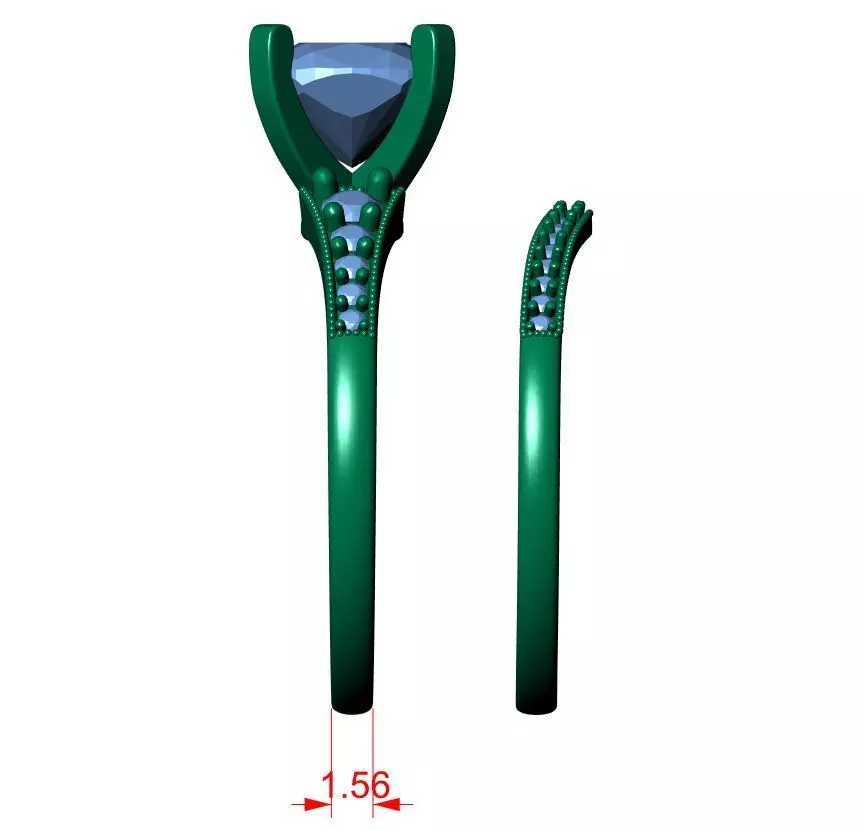 Square Cushion Engagement Ring 3D print model_7